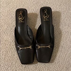 Sam Edelman Black Mules with Gold Detail